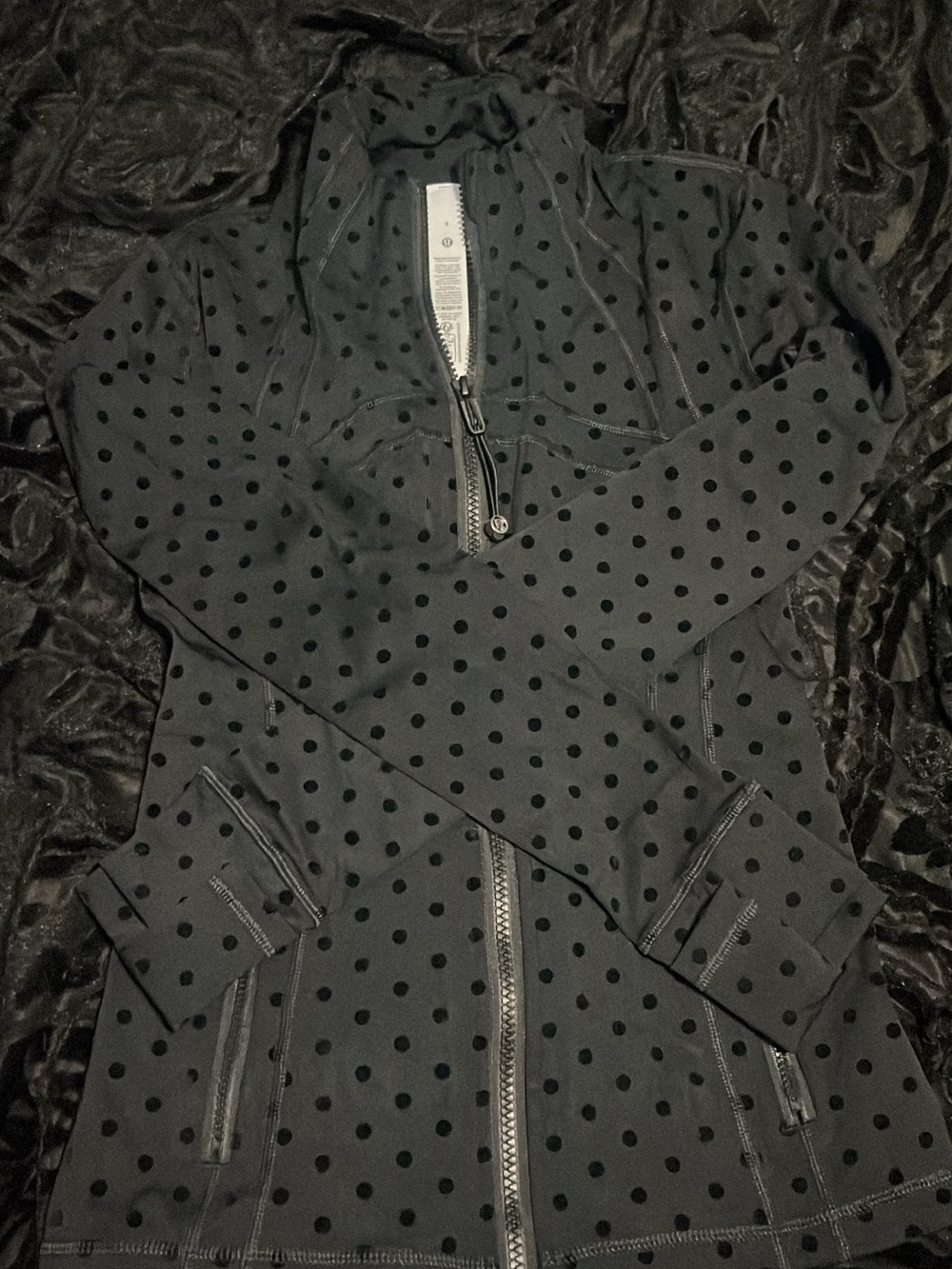 lululemon athletica Black Polka Dot Bomber Jacket
